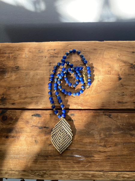 Cast Buddha Lapis Necklace