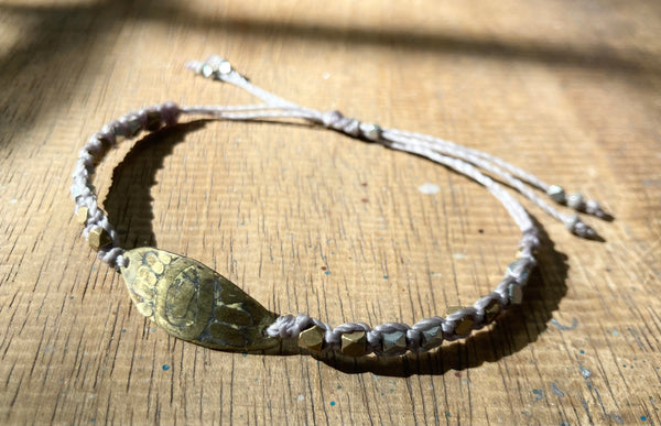 Etched Brass & Beaded Bracelet