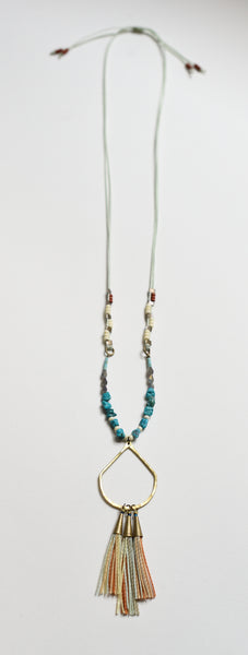 Turquoise Fringe & Beaded Necklace