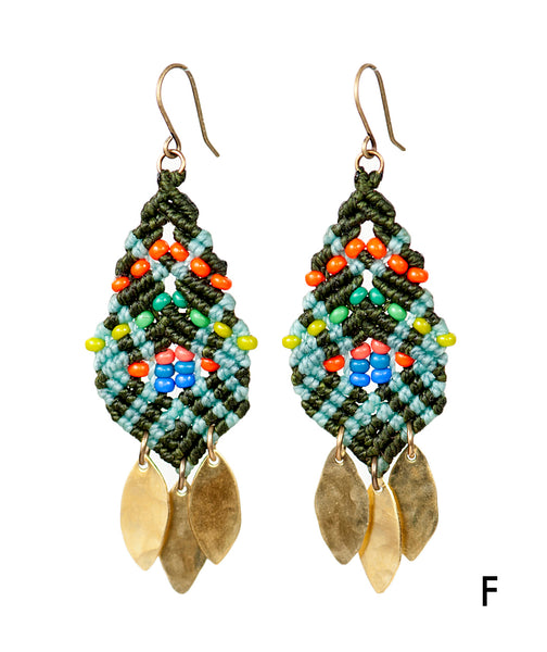Woven Beaded Leaves Earrings