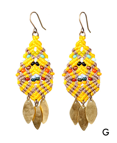 Woven Beaded Leaves Earrings