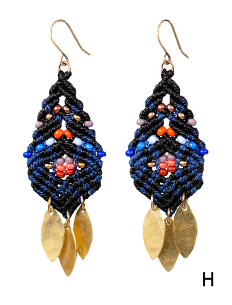 Woven Beaded Leaves Earrings