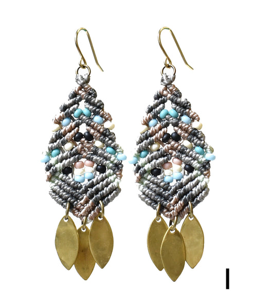 Woven Beaded Leaves Earrings