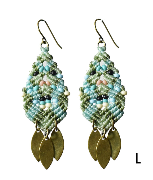 Woven Beaded Leaves Earrings