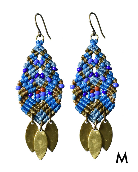 Woven Beaded Leaves Earrings