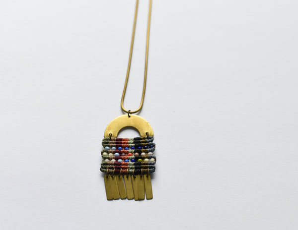 Deco Woven Fringe Necklace
